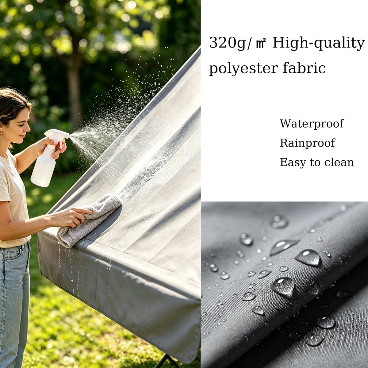 Générique Lambrequin Droit Store Banne de Rechange avec Jonc, Toile Imperméable Anti UV pour Store Banne Rétractable Manuel Motorisé Terrasse Camping Car(Gris Clair,B380cmxH25cm)