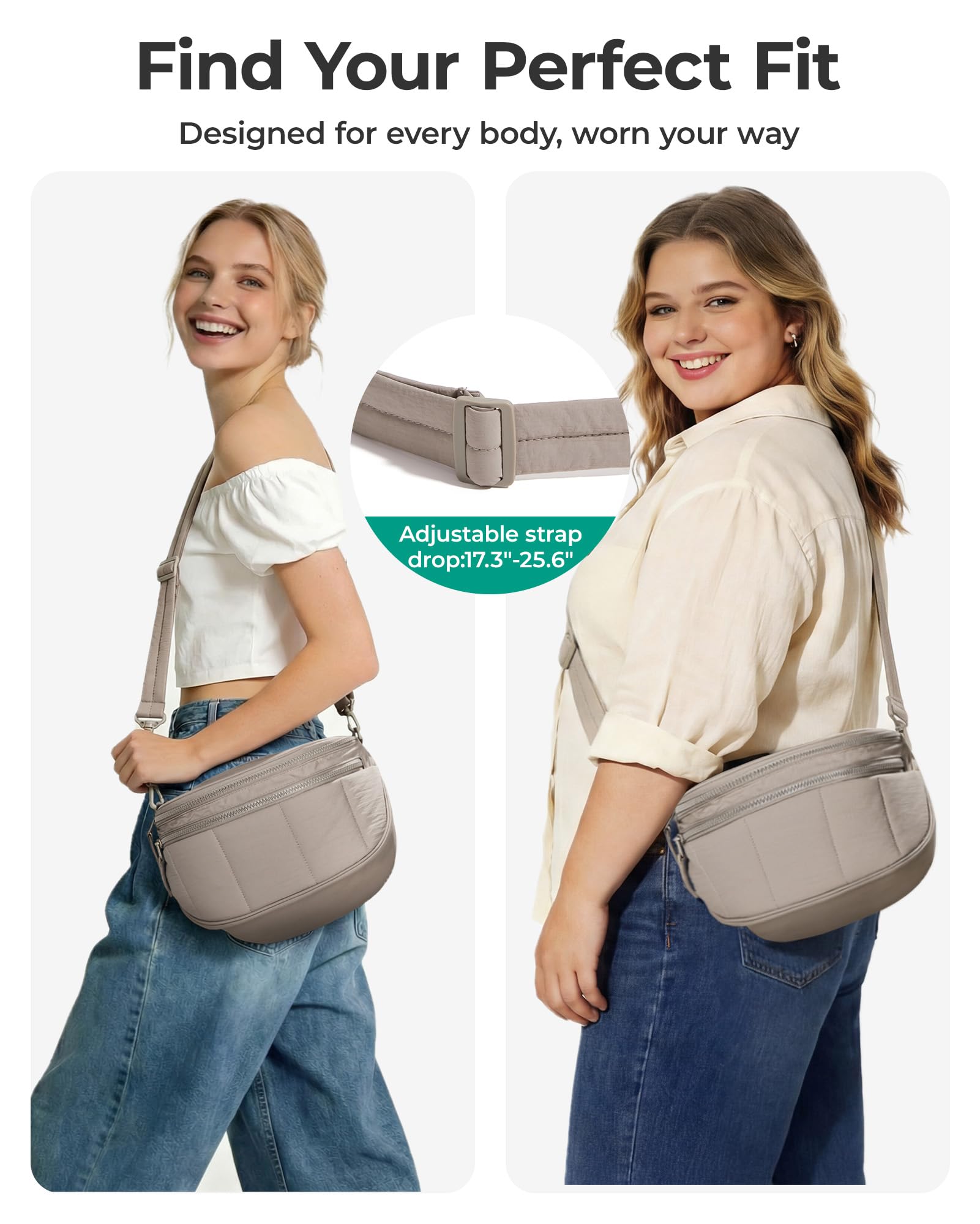 BAGSMART Crossbody Bags for Women Travel Purse, Puffer Bum Bag Handbag Wallets, Crossbody Fanny Packs for Travel & Work — view 6