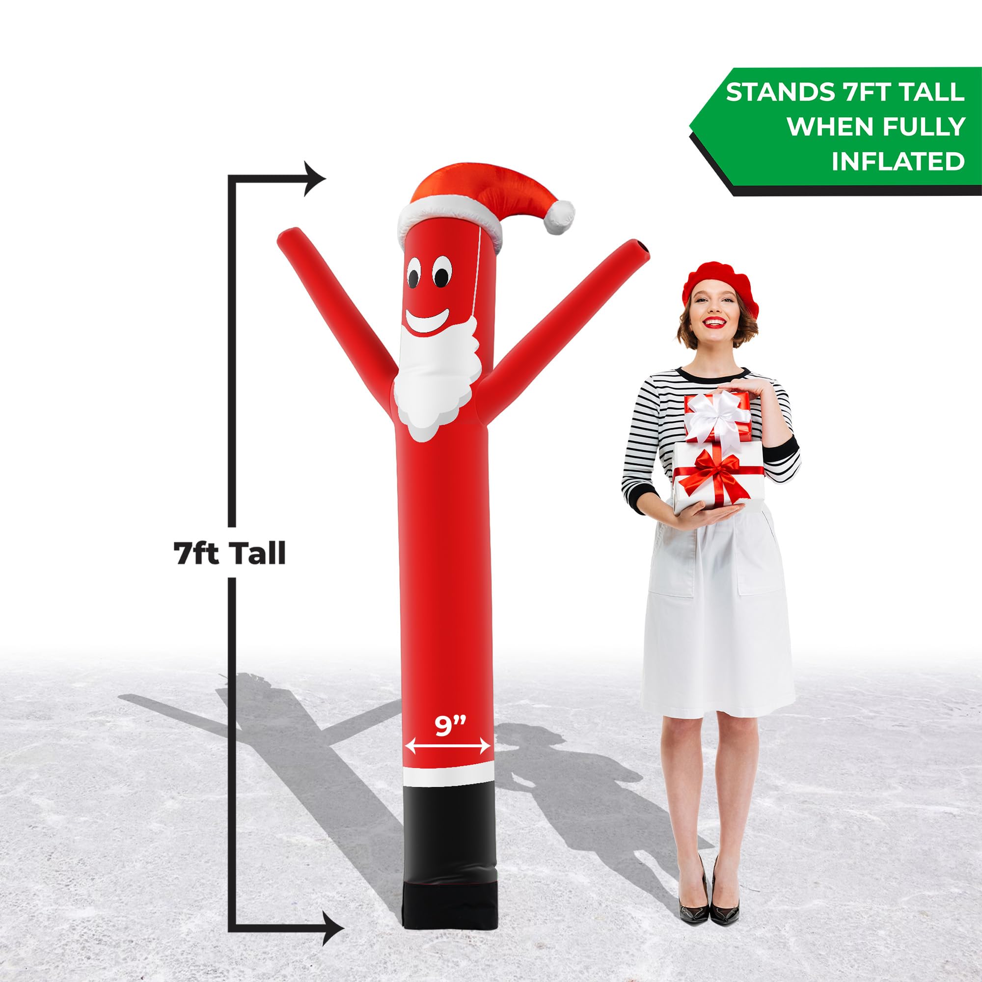 LookOurWay Air Dancers - Tubo Inflable para Hombre – 7 pies de Alto Loco agitando Inflable soplador no Incluido – Tema de Navidad – Disfraz de Papá Noel