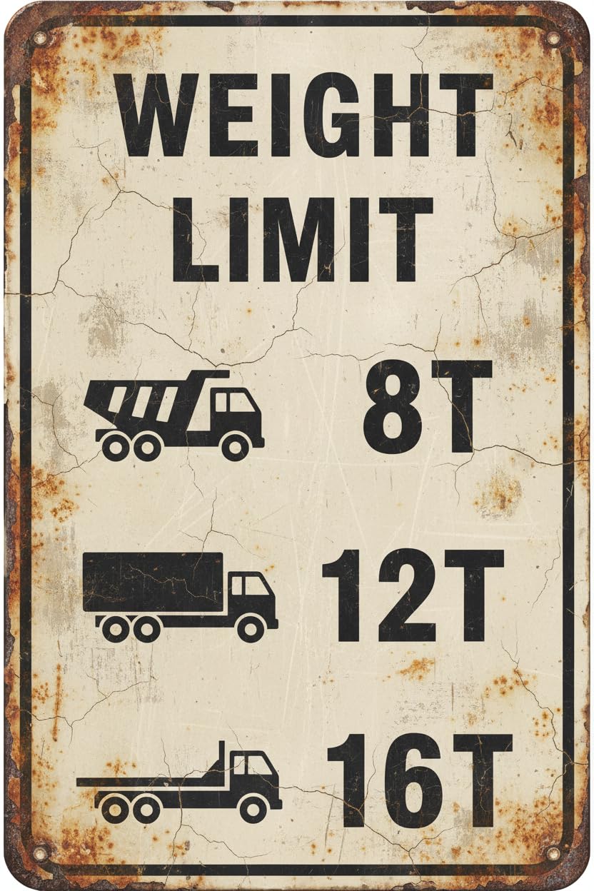 Wall Decor R12-5 Weight Limit (with Symbols) - Traffic Regulatory Sign Metal Sign 8x12Inch Clear Signage For S, Fences Vintage Signs Aluminum Plates Printed