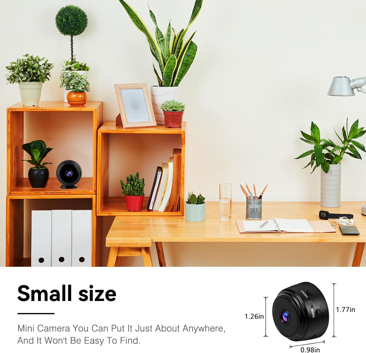 MCJ 2K Mini WiFi Camera - Indoor Security Camera with Video Live Feed, Motion Detection Night Vision, No SD Card Included, Baby/Pet Monitor A9 (A9)