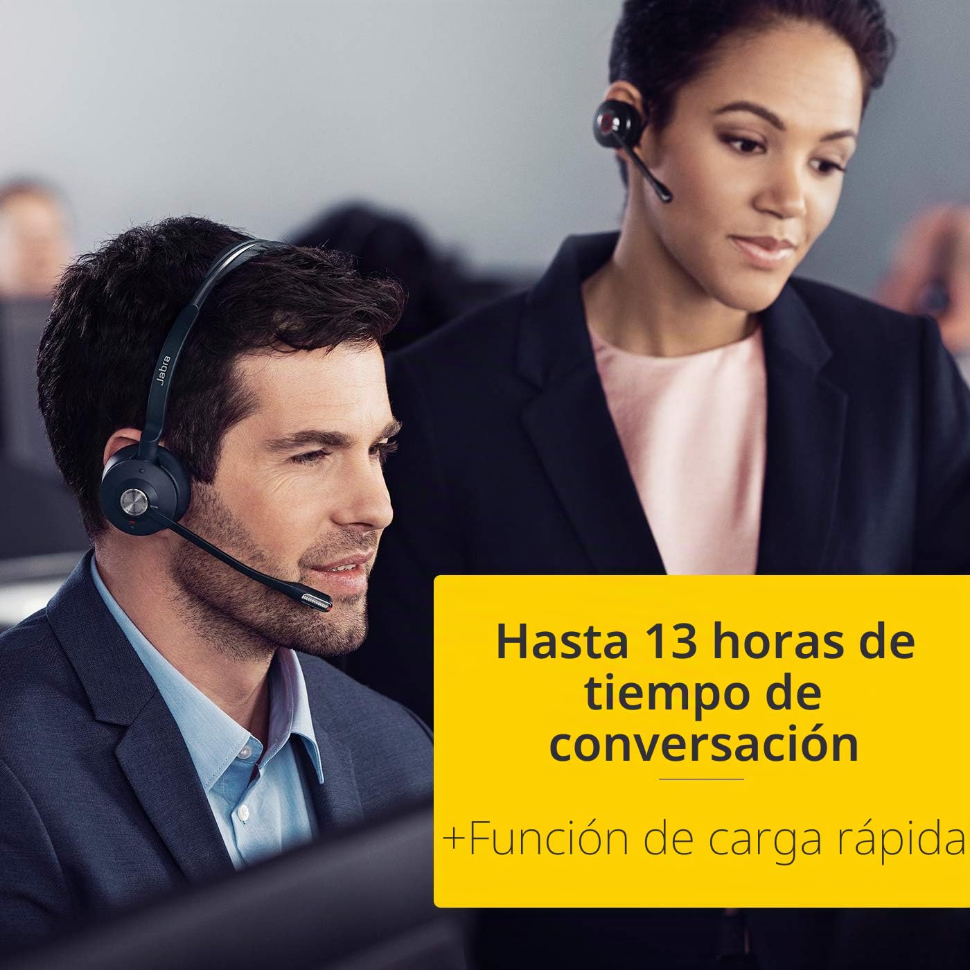 Jabra Engage 75 On-Ear DECT - Auriculares inalámbricos certificados para Skype para Empresas - para teléfonos de Escritorio y softphones - Negro - Versión para la UE (Reacondicionado)