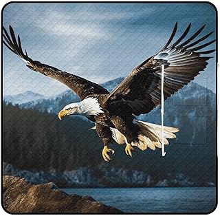 JKLPOMN Portable Outdoor Camping Blanket,Eagle at Hunting Printed Picnic Mats Outdoor Waterproof,Picnic Mat for Kids,for G...