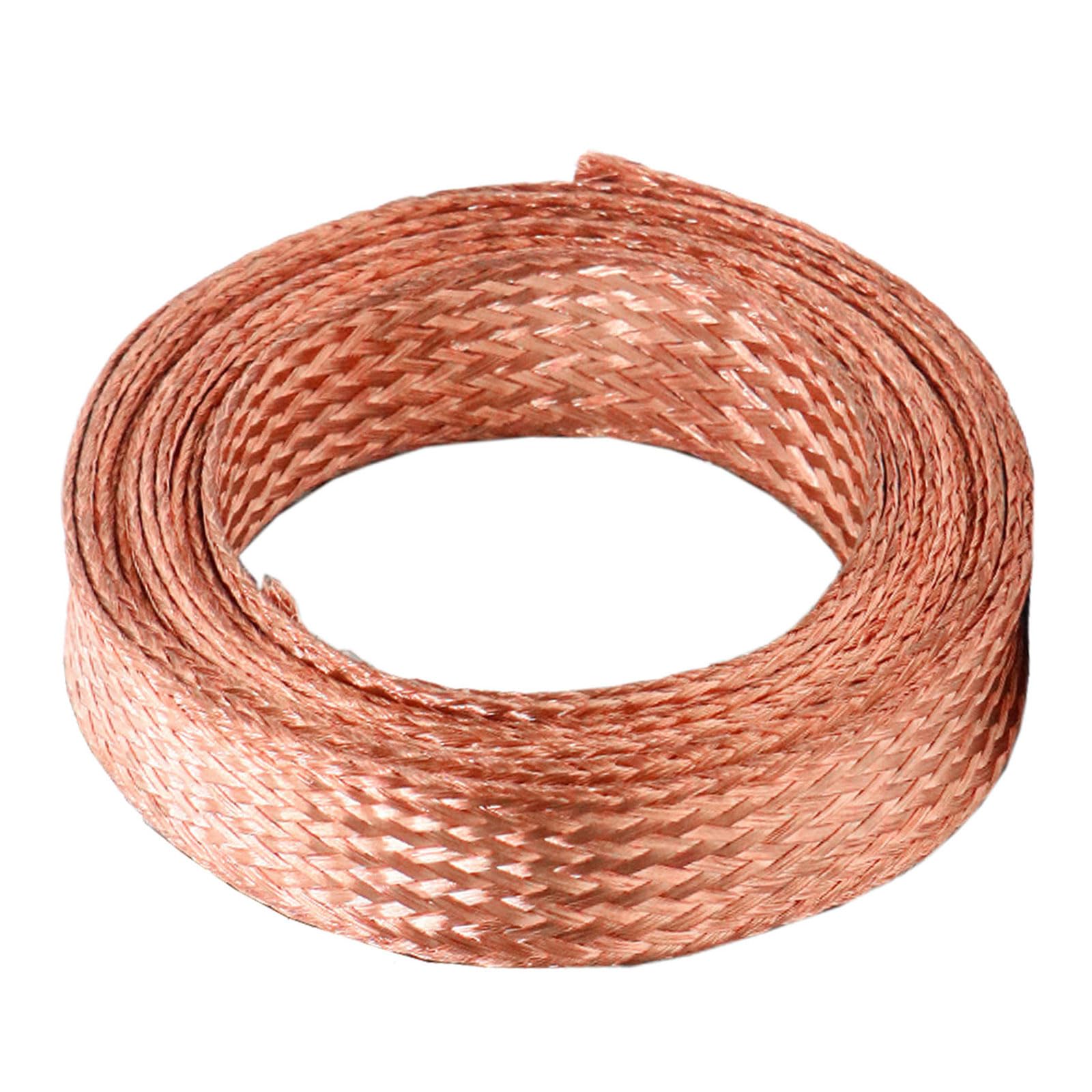SHOUCAN Flat Copper Braided Cable, Bare Copper Braid Wire Ground