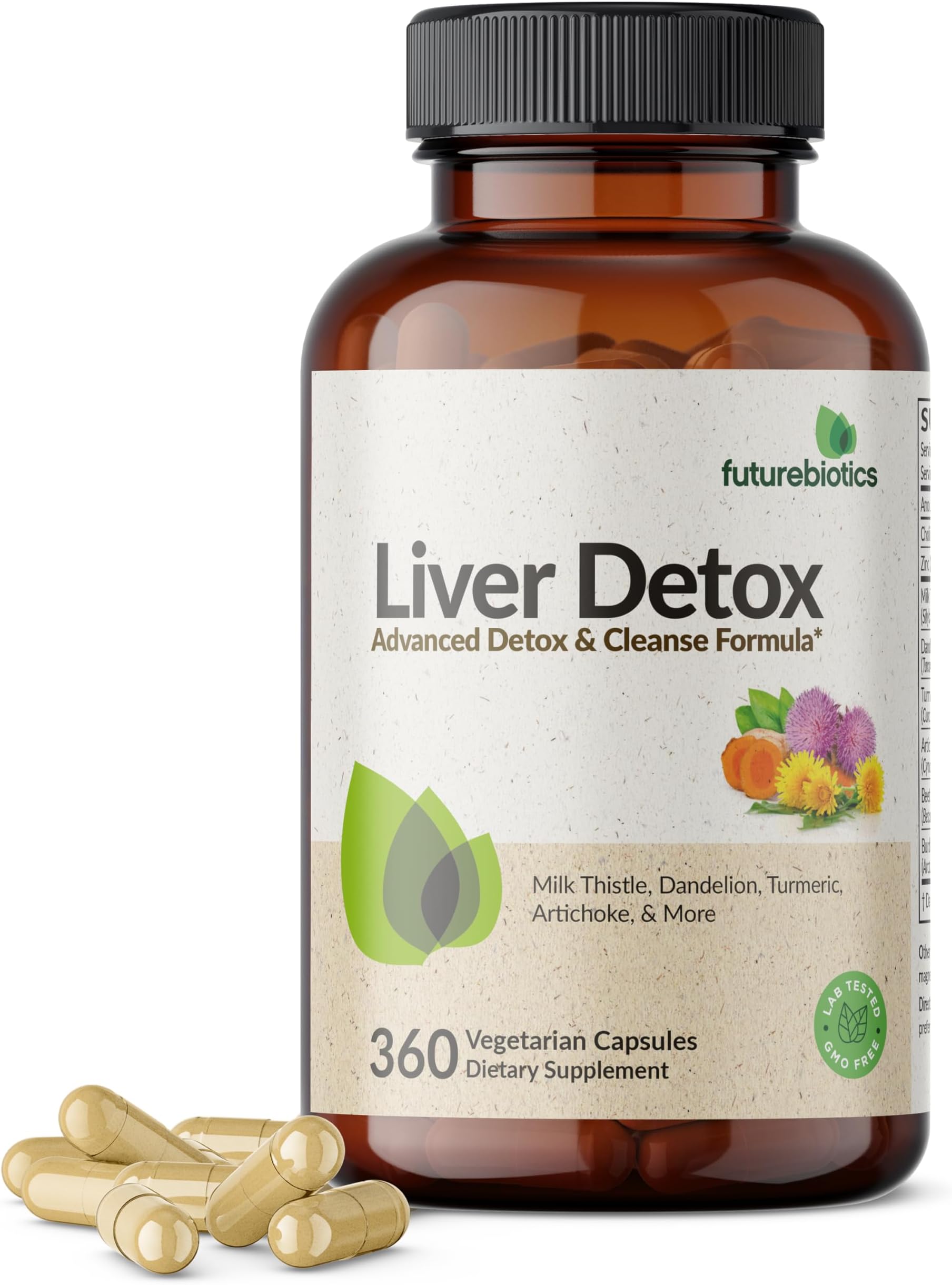 Liver Detox Advanced Detox & Cleanse Formula Supports Healthy Liver Function with Milk Thistle, Dandelion Extract, Turmeric, Artichoke Leaf, & More, Non-GMO, 360 Vegetarian Capsules