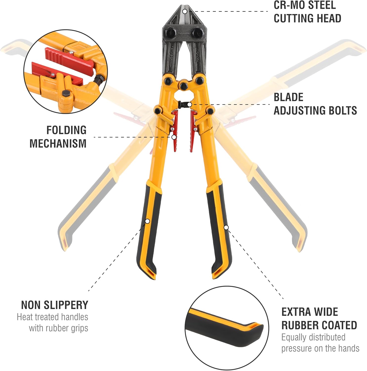 Olympia Tools Power Grip Bolt Cutter, 39-114, 14 Inches