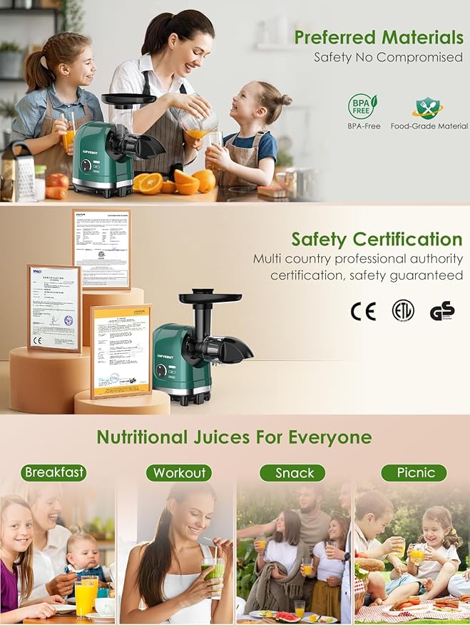 Extractor de Jugos Prensado en Frío 80 RPM con Función Reversa y Motor Silencioso miniatura 9