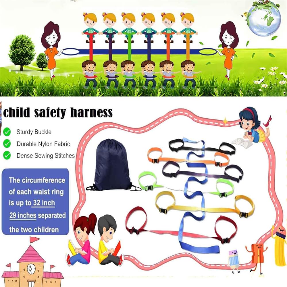 Corde de promenade en âge préscolaire pour la crèche, corde de promenade pour enfants, corde de promenade pour la sécurité des enfants, style taille adaptée pour 12 enfants et 2 enseignants.