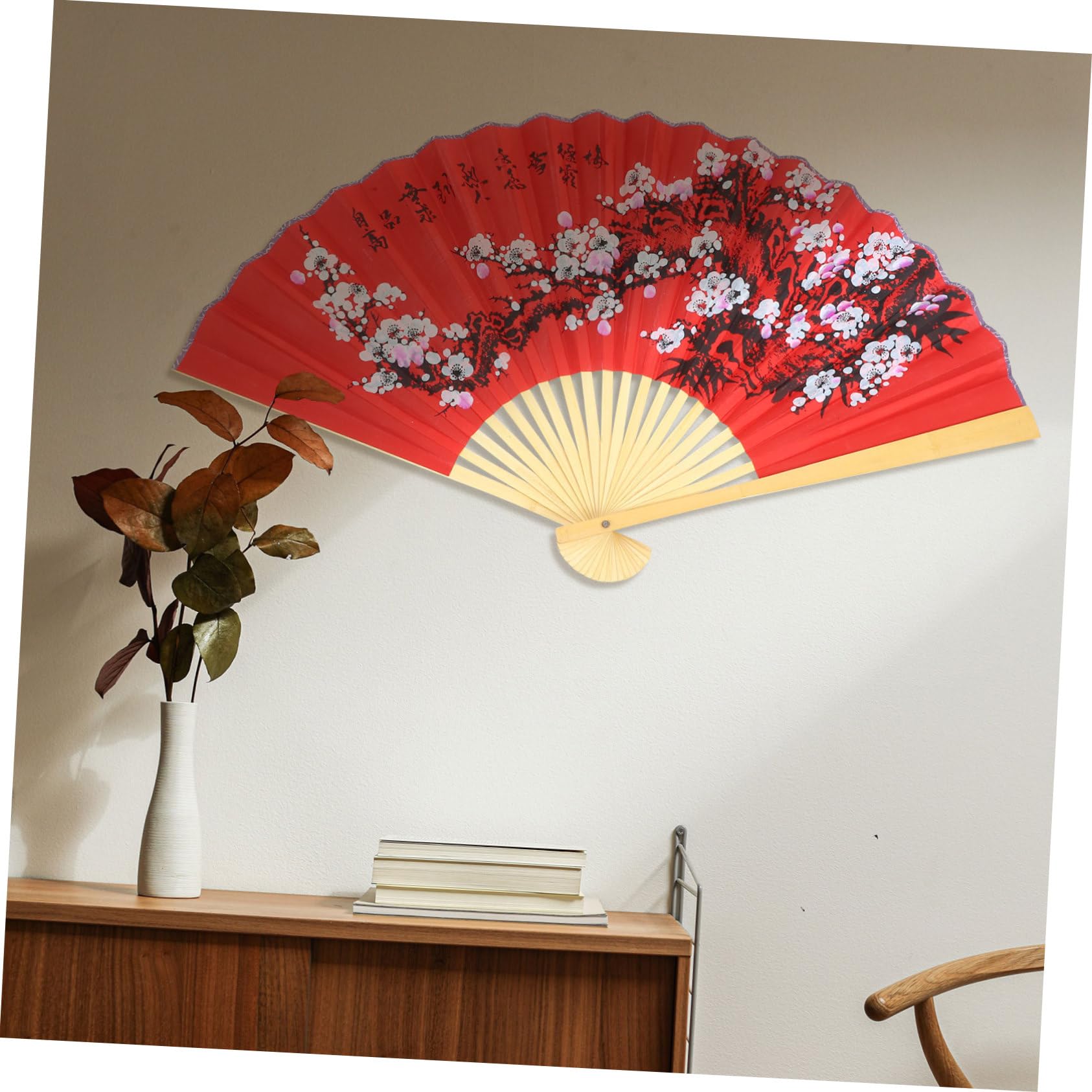 5 Piezas Gran Aficionado Gran Abanico Oriental Decorativo Abanico Chino Colgando decoración de Pared Pieza Decorativa Decoraciones de Ceremonia de Boda abanicos con Pintura China TOPBATHY