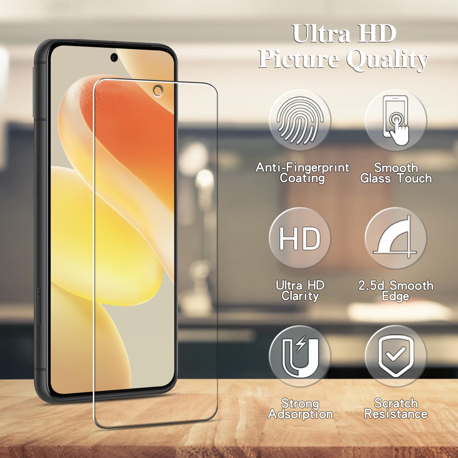 Pokolan 3+3 Pack Screen Protector for Google Pixel 8A Tempered Glass, With Camera Lens Protector, 9H Hardness, Bubble Free - Image 2