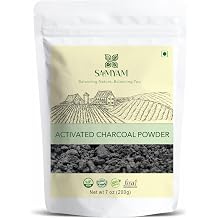 SAMYAM Food Grade Activated Charcoal Powder from Coconut Shells, 200g 7 oz | Detox, Teeth Whitening, Soap Making