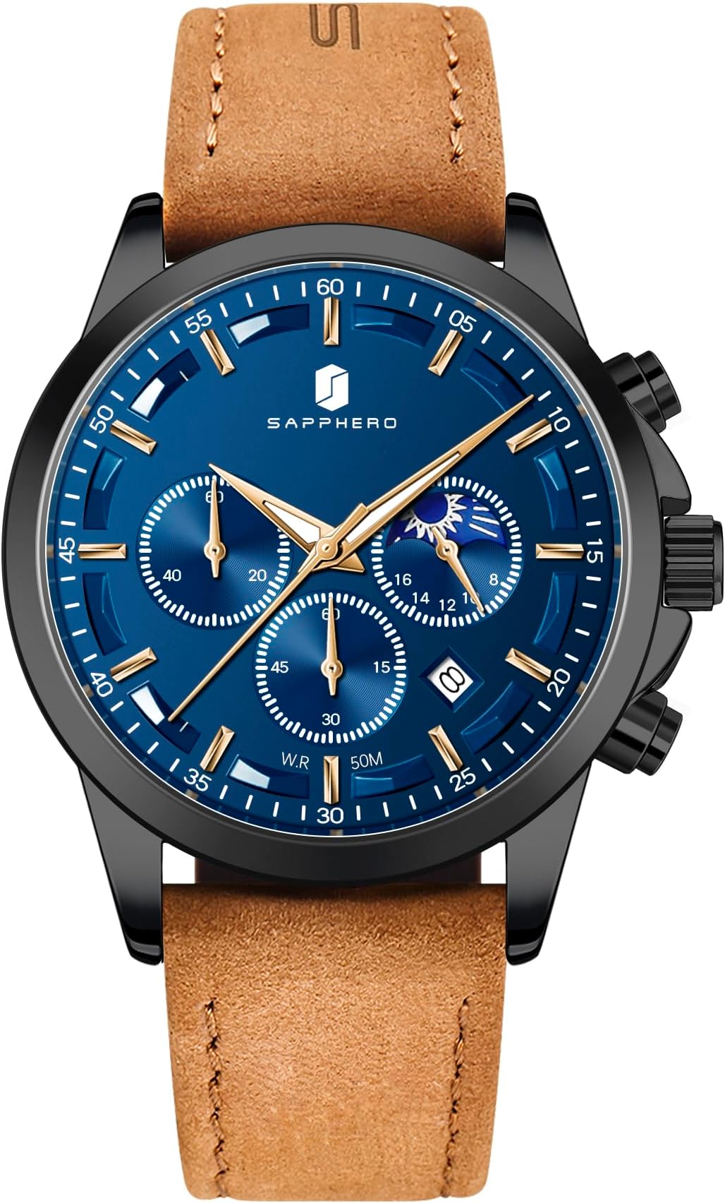 Men's Watch UK Wristwatches for Men Easy-to-Read Watches Men Luxury Waterproof Chronograph Sliver/Gold/Blue/Black Leather/Stainless Valentine's Day/Birthday/Christmas/Fathers Day Gift