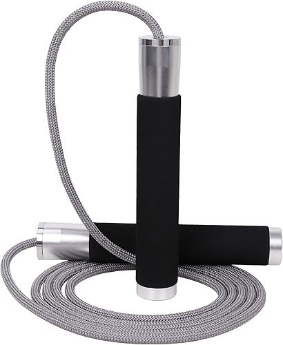 Cuerda de saltar con peso, cuerda de salto de velocidad, cuerda pesada ajustable con rodamiento de bolas de lujo mango de aluminio para hombres y