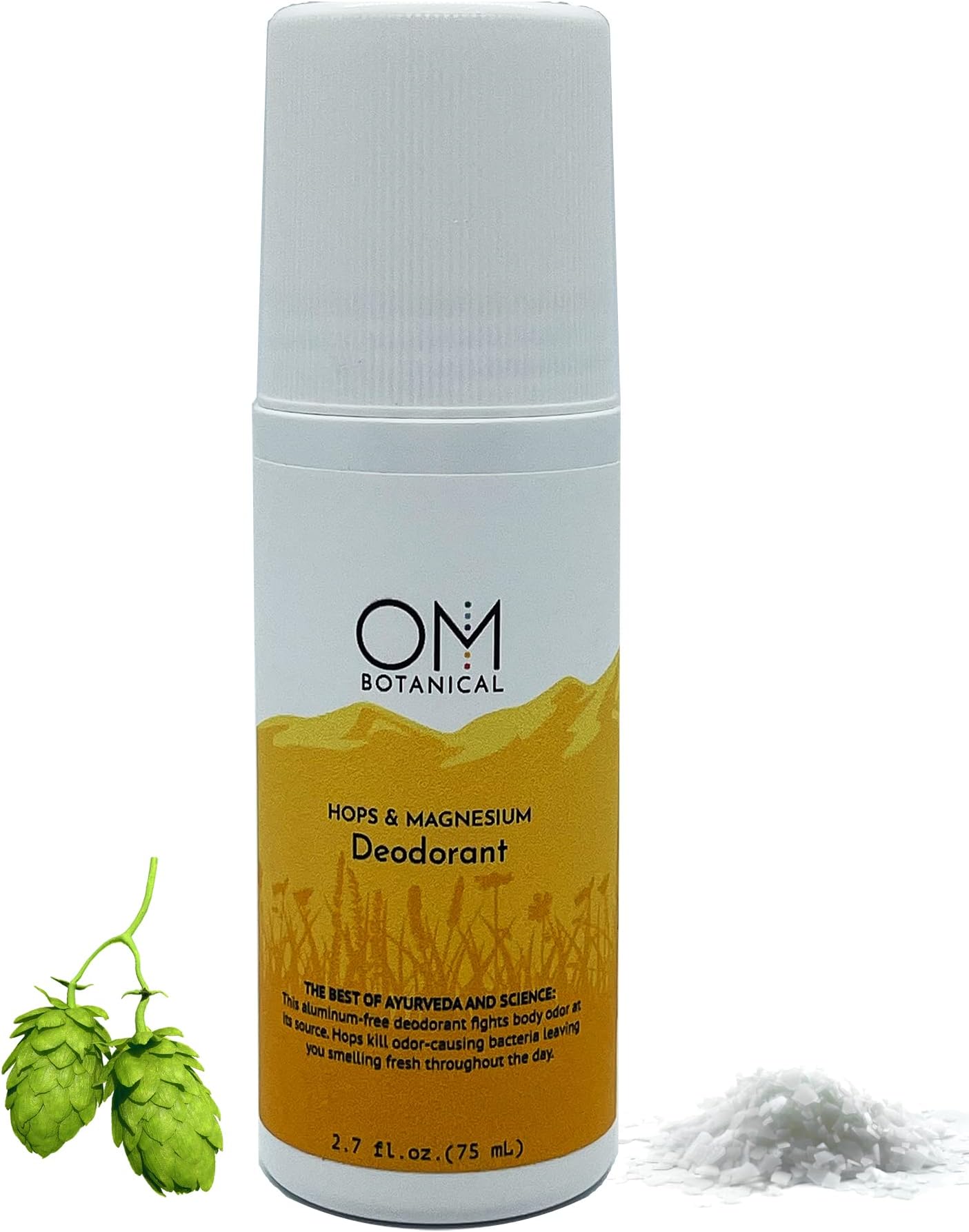 Hops & Magnesium Roll-on Deodorant – Aluminum Free & Baking Soda Free – Natural Deodorant for Sensitive Skin, Men & Women – All Day Odor Protection – Vegan, Non-Toxic & Clear Formula