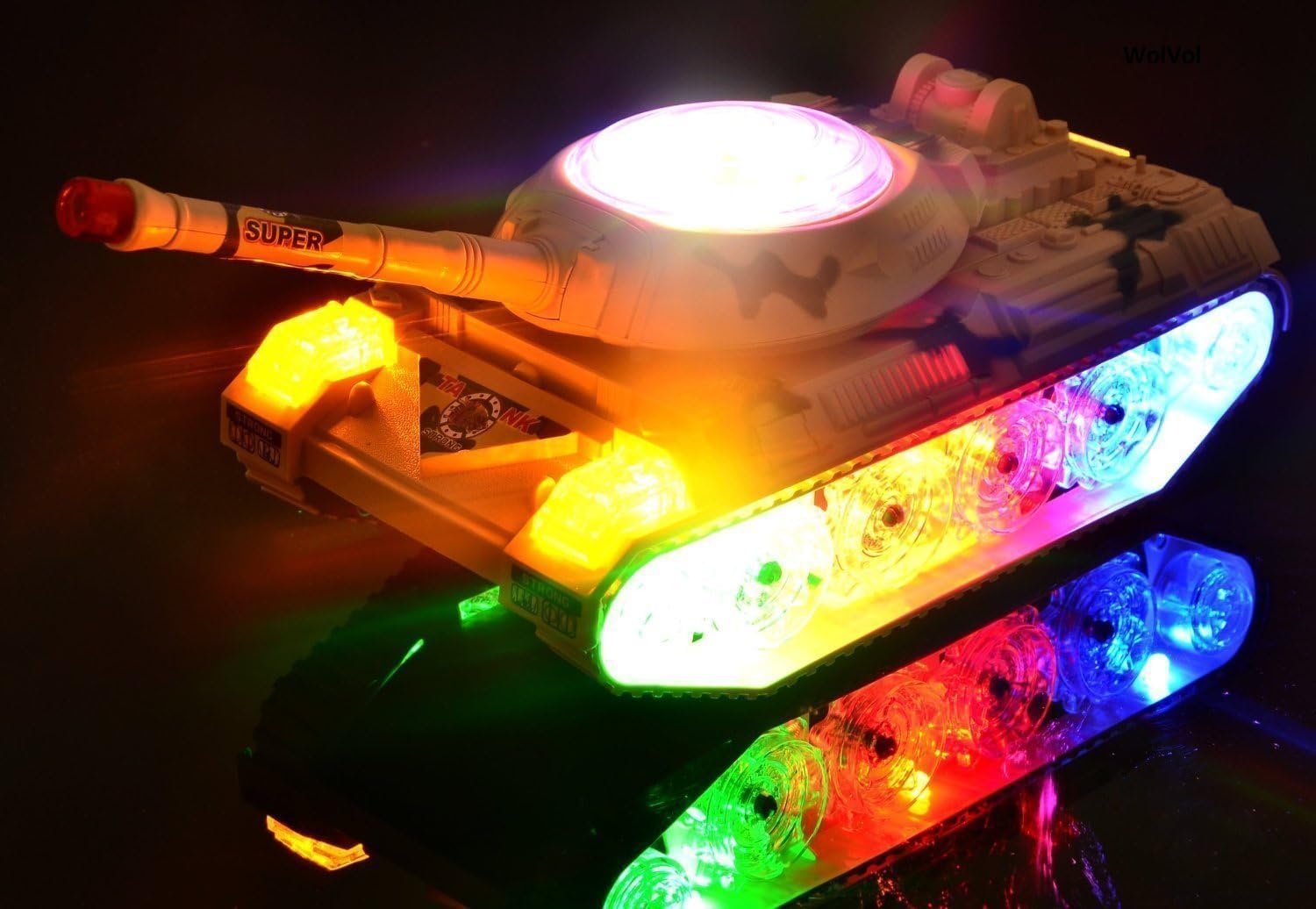Rvold Battery Operated Military Tank Toy With Beautiful Attractive Flashing Lights And Music Goes Around And Changes Directions On Contact