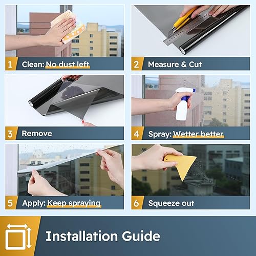 Miniatura 70 de rabbitgoo Película de privacidad para ventana, 3D decorativa vitral, adherencia estática, bloqueo solar, adhesivo de vinilo extraíble, carámbanos