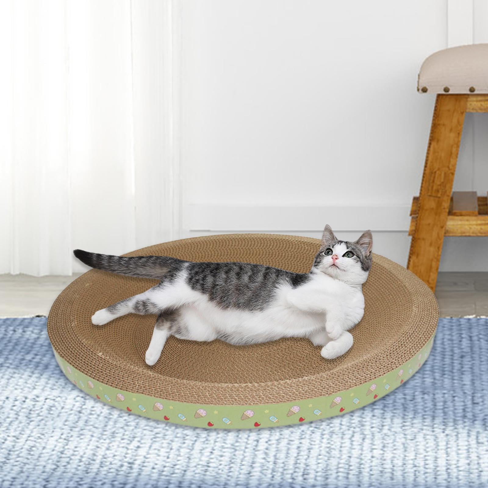 Lit-griffoir Confortable pour Chat, griffoir en Carton pour Chat offrant Une expérience de Sommeil optimale à Votre Animal de Compagnie. Meubles à, Jaune Vert, 48 x 8.5 cm