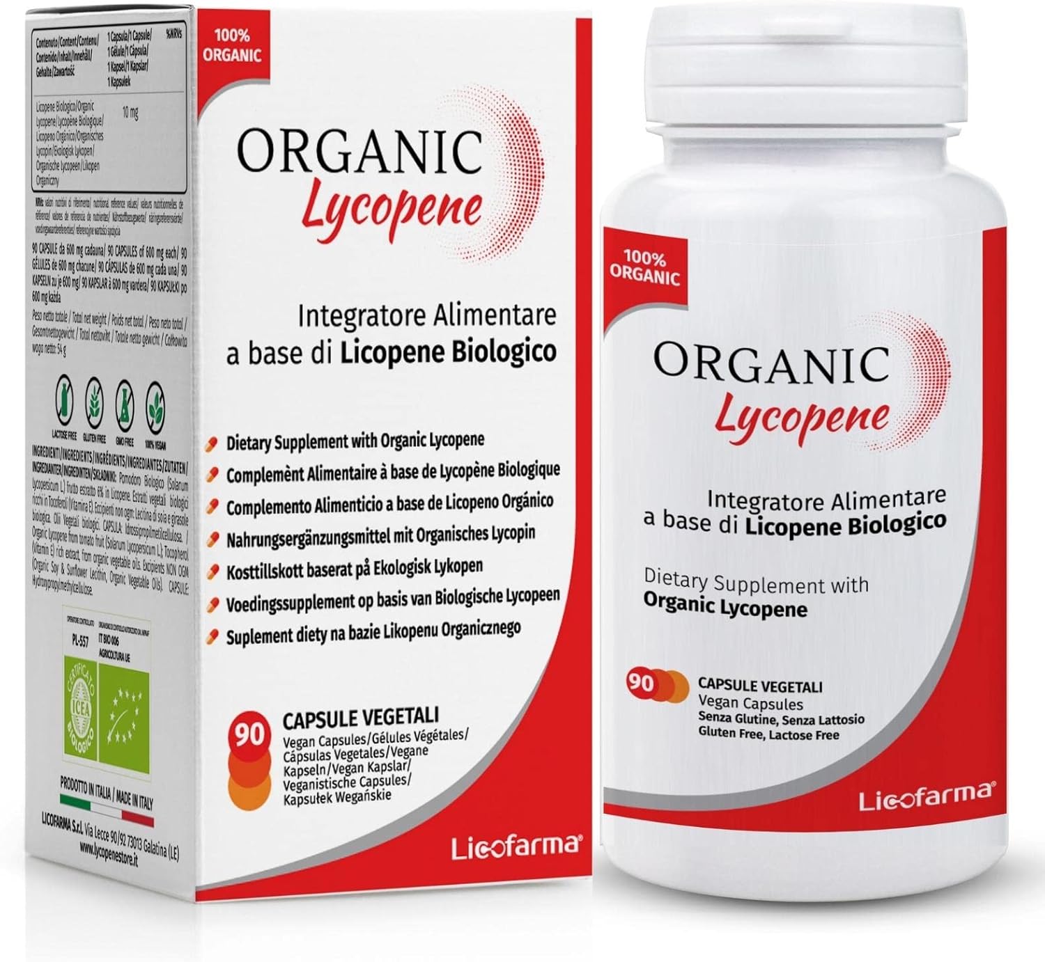 Organic Lycopene Antioxidant Supplement with Certified Organic Lycopene 90 Capsule Pack