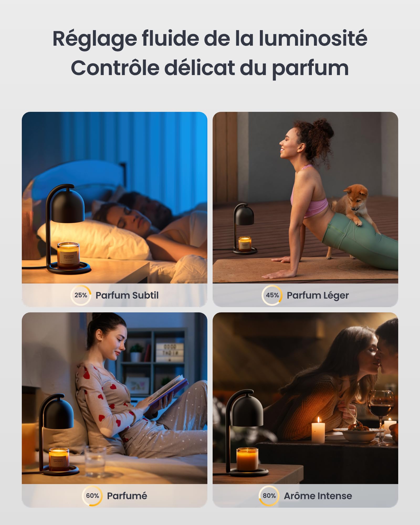 SwitchBot Lampe Chauffe Bougie Intelligente avec Minuterie et Variateur, Candle Warmer Lamp Compatible Matter pour Apple Home & Alexa, Lampe Bougie électrique pour Parfumées Maison, Chambre, Noir