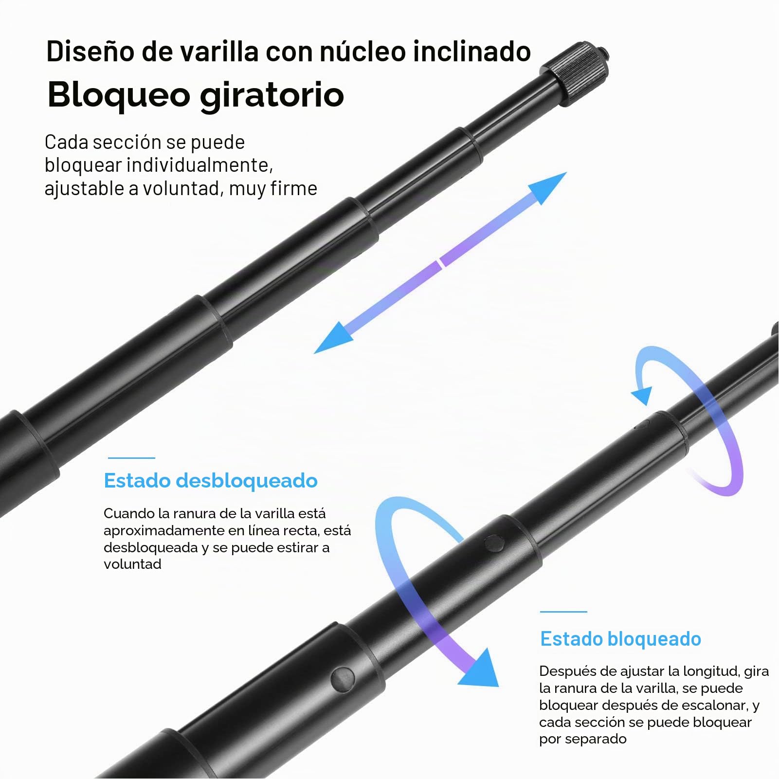 Soporte de Cinturón para Cámara con Barra Trasera y Palos Selfie para Exteriores
