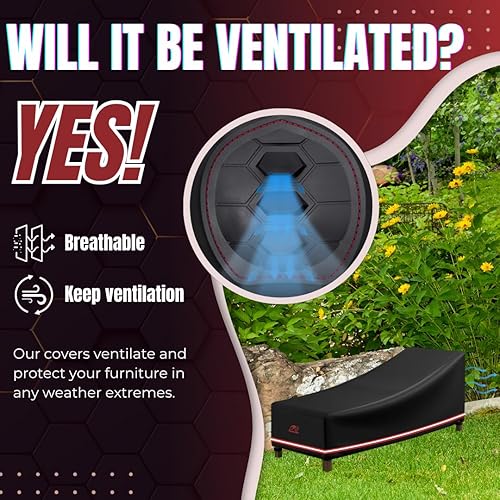 Miniatura 9 de Turtle Life Funda para silla de patio, impermeable, resistente, para exteriores, con ventilación de aire mejorada, 1 paquete, 74 pulgadas de largo x