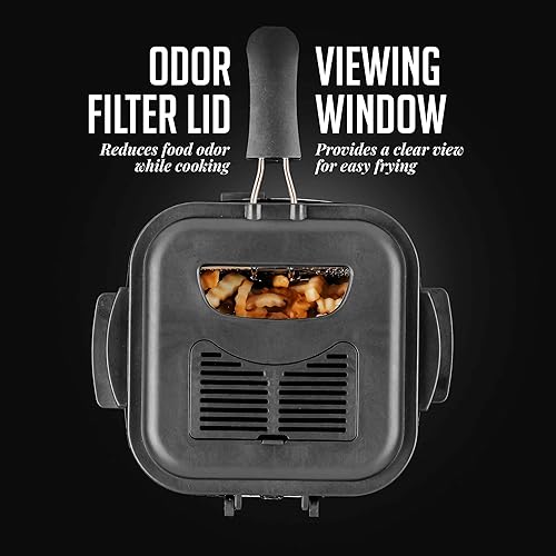 Miniatura 4 de Ovente Freidora eléctrica con capacidad de 1.5 litros, 800 W con tapa de filtro de olor, ventana de visión, perilla de temperatura ajustable y cesta