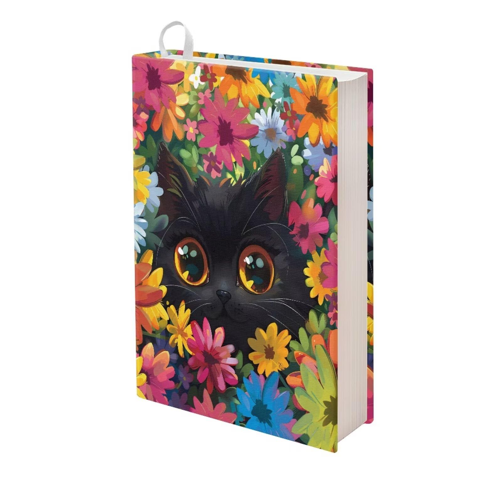 Tuoxiukan Floral Cat Book Sleeve Cover for Hardcover Aesthetic Floral Book Accessories Soft Books Cover for Paperback Washable