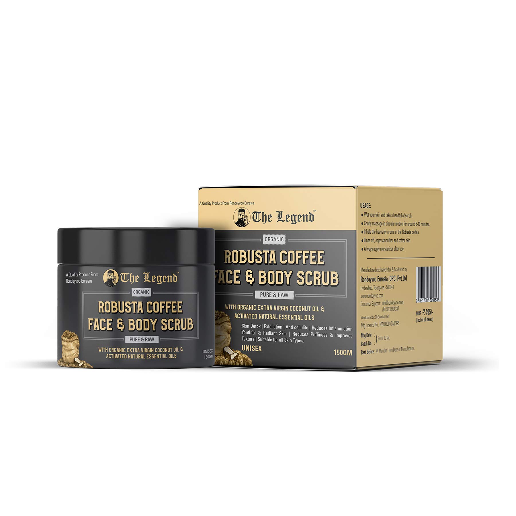 The Legend Organic Robusta Coffee Face & Body Scrub, 150 gm-image-23