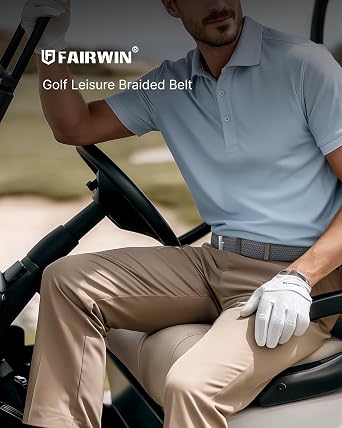 FAIRWIN Men's Golf Belt, Stretch Braided Elastic Woven Casual Jeans Belts 1 3/8 Nylon Web Work Belts for Men