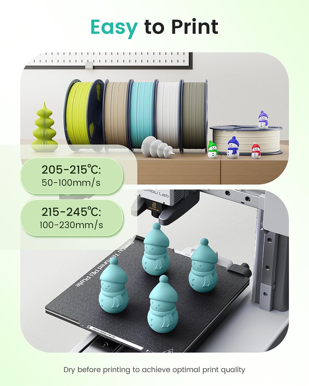 Matte PLA Filament 1.75mm Red+OliveGreen