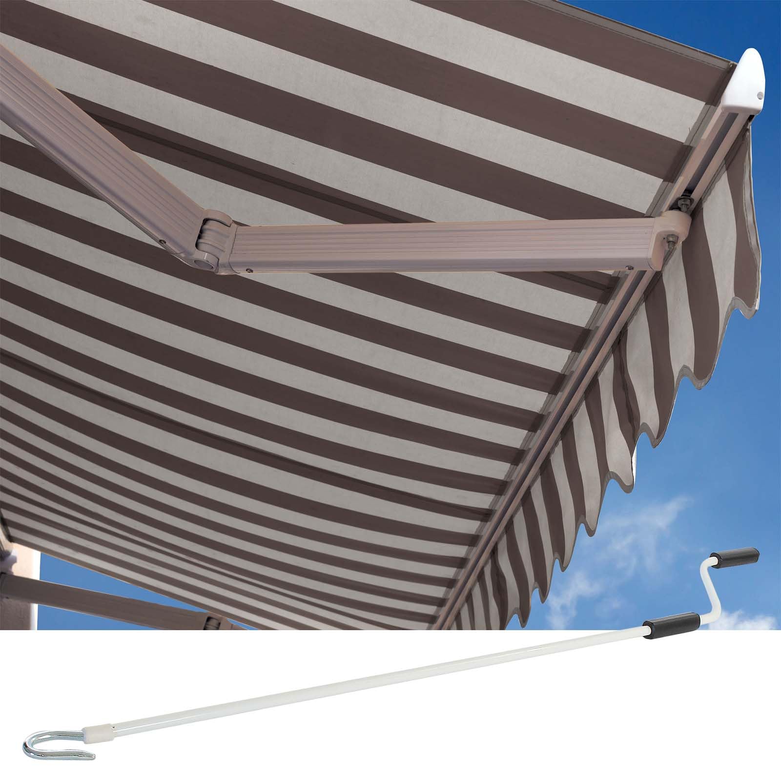 Toboli Tenda da sole con bracci a snodo e protezione UV 3x2,5m Antracite/bianco Montaggio a parete
