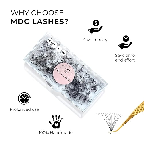 Miniatura 4 de MDC LASHES Promade - Extensiones de pestañas tipo abanico, 500 abanicos, grosor 0.05-0.07, rizo CCD, 0.315-0.630 in, extensiones de pestañas con