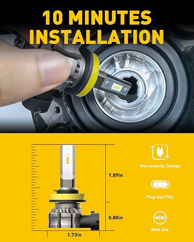 Vista 25 de AUXITO Bombillas LED antiniebla H11/H8/H16 o DRL, 6000 lúmenes, luz amarilla ámbar de 3000 K, 300% de brillo, chips LED CSP antiniebla de repuesto