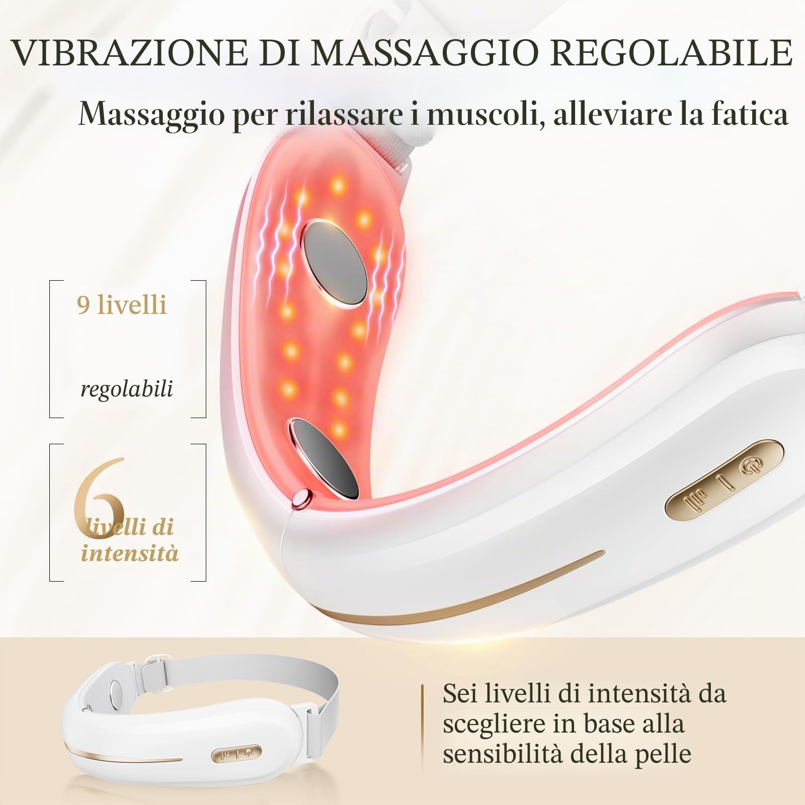 ANLAN Sollevamento del Collo V-Face, EMS Massaggiatore Facciale con Calore, Sollevamento e Raffermante con Fototerapia Rossa e Blu, 6 Modalità, Tipo-C (Bianco)
