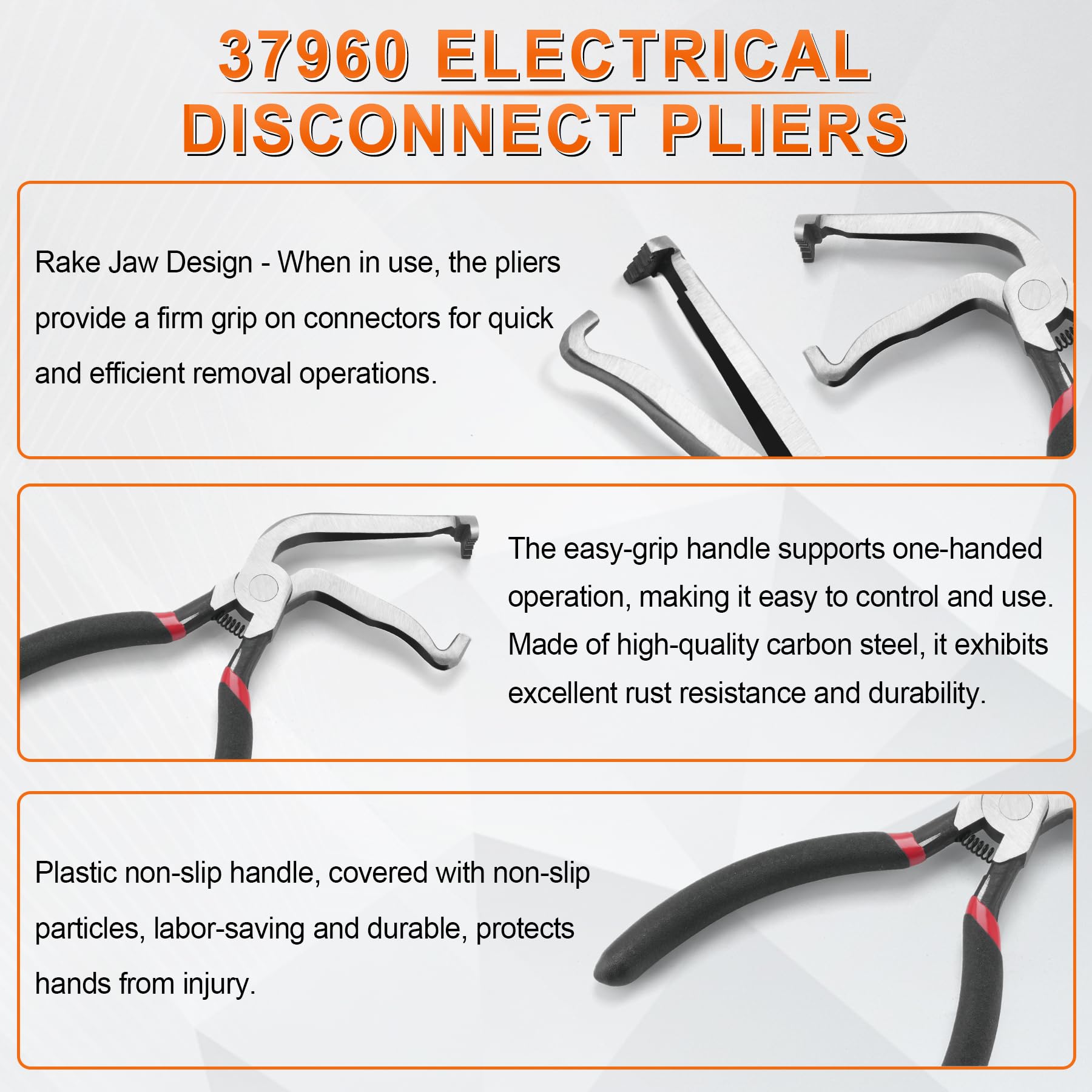 BJSIA Electrical Disconnect Pliers for Cars, Automotive Hose & Fuel Line Disconnect Tools with Connector Pliers for Push Tab Style Plugs (Straight head+bend)