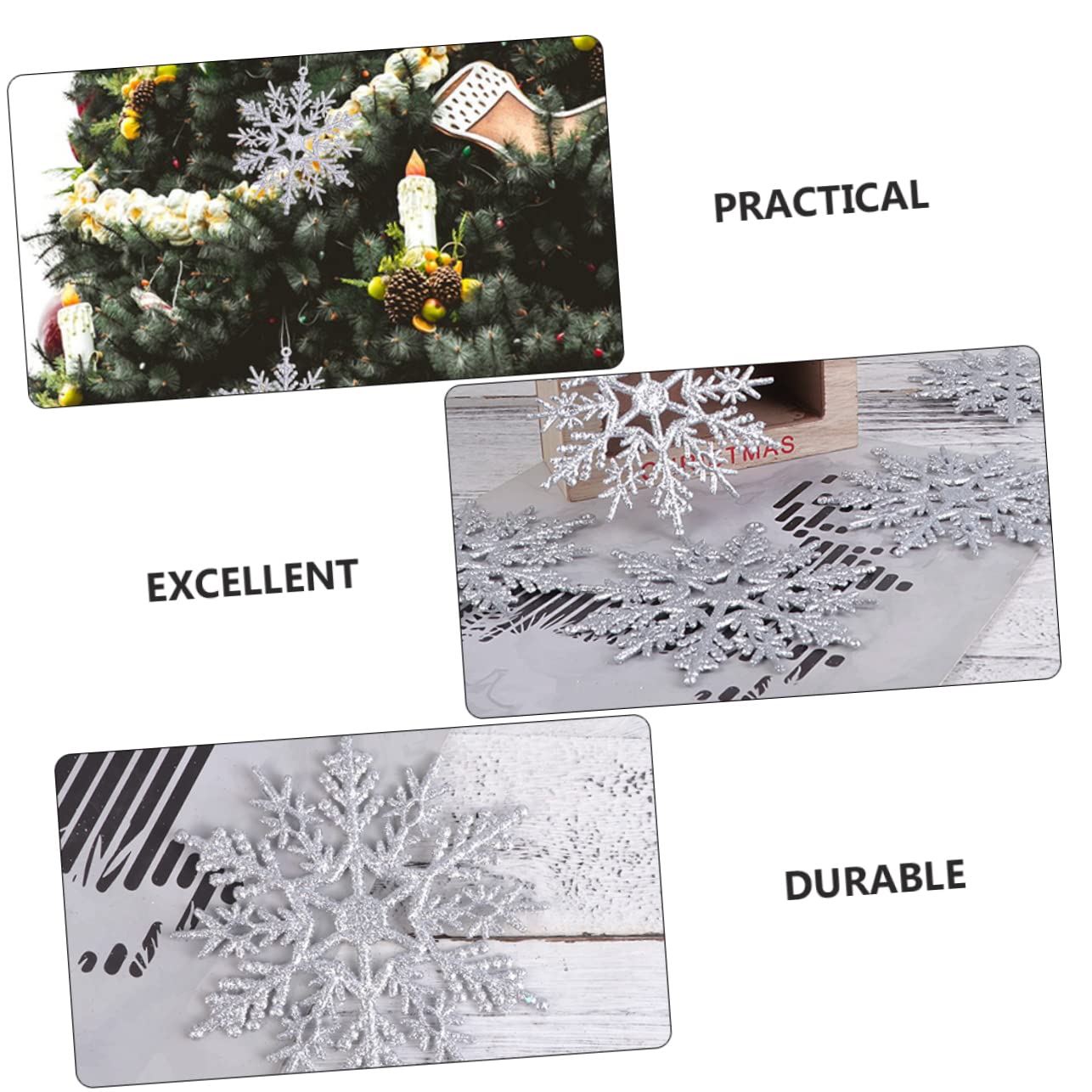STOBAZA 96piezas Adornos Colgantes para Árbol De Navidad De De Brillo Plata para Decoración Navideña para Fiestas y Eventos