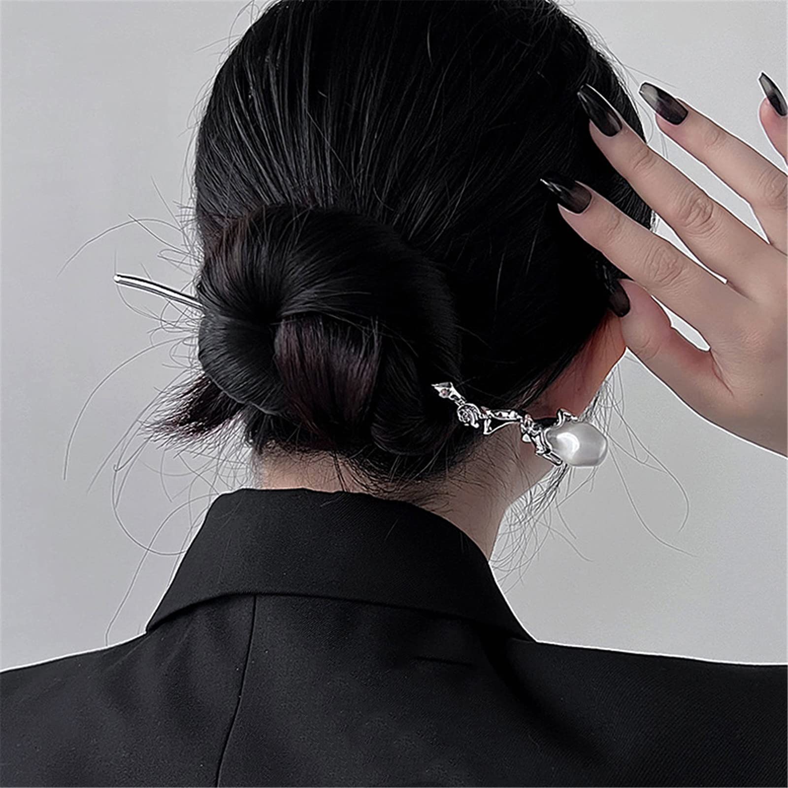 Bastoncino per Capelli Cinese Nappa staccabile con fiocco for capelli perla per Donne