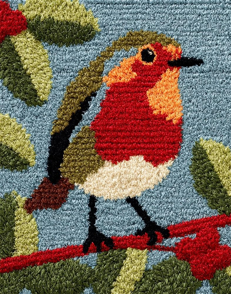 FWRTYCB Latch Hook Kits Rugs,Robin on a Tree Branch