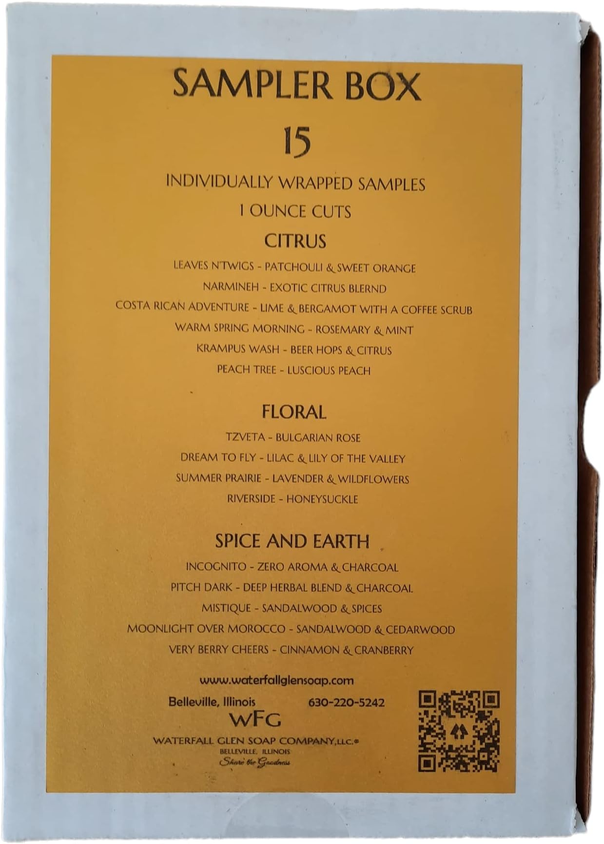 WFG WATERFALL GLEN SOAP COMPANY, LLC. SHARE THE GOODNESS SAMPLER BOX