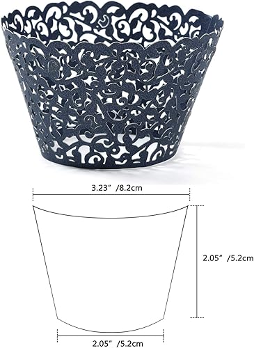 Miniatura 6 de KPOSIYA Paquete de 120 envoltorios artísticos para magdalenas, tazas de papel para hornear pasteles, diseño de vid cortadas con láser, bandejas para