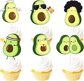 18pcs Green Glitter Avocado Dessert Cupcake Topper Holy Guacamole Theme Decor Supplies Baby Shower Girl Boy Happy Birthday Party Decorations