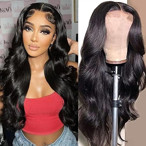 Pelucas de cabello humano sintético artificial, previamente despuntadas, sin pegamento, pelucas frontales onduladas, emulación de alta densidad de