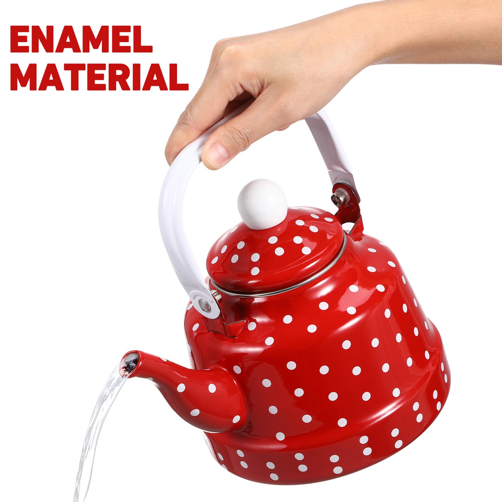 NUOBESTY Tetera de Esmalte Esmalte Espesada Puntos Tetera para Estufa de Filtro para Infusiones de Té Suelto para Cocina de Inducción