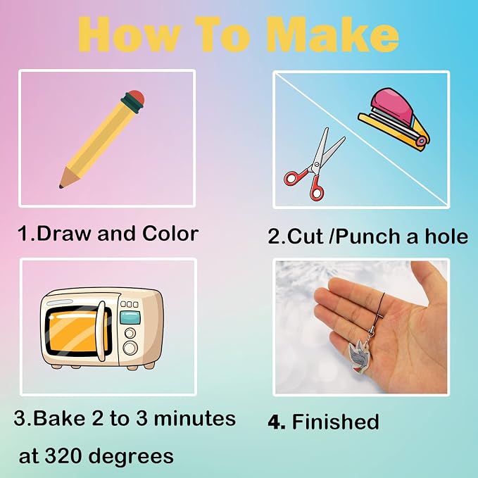 Hojas de plástico Shrinky Dink para manualidades 25 unidades miniatura 4