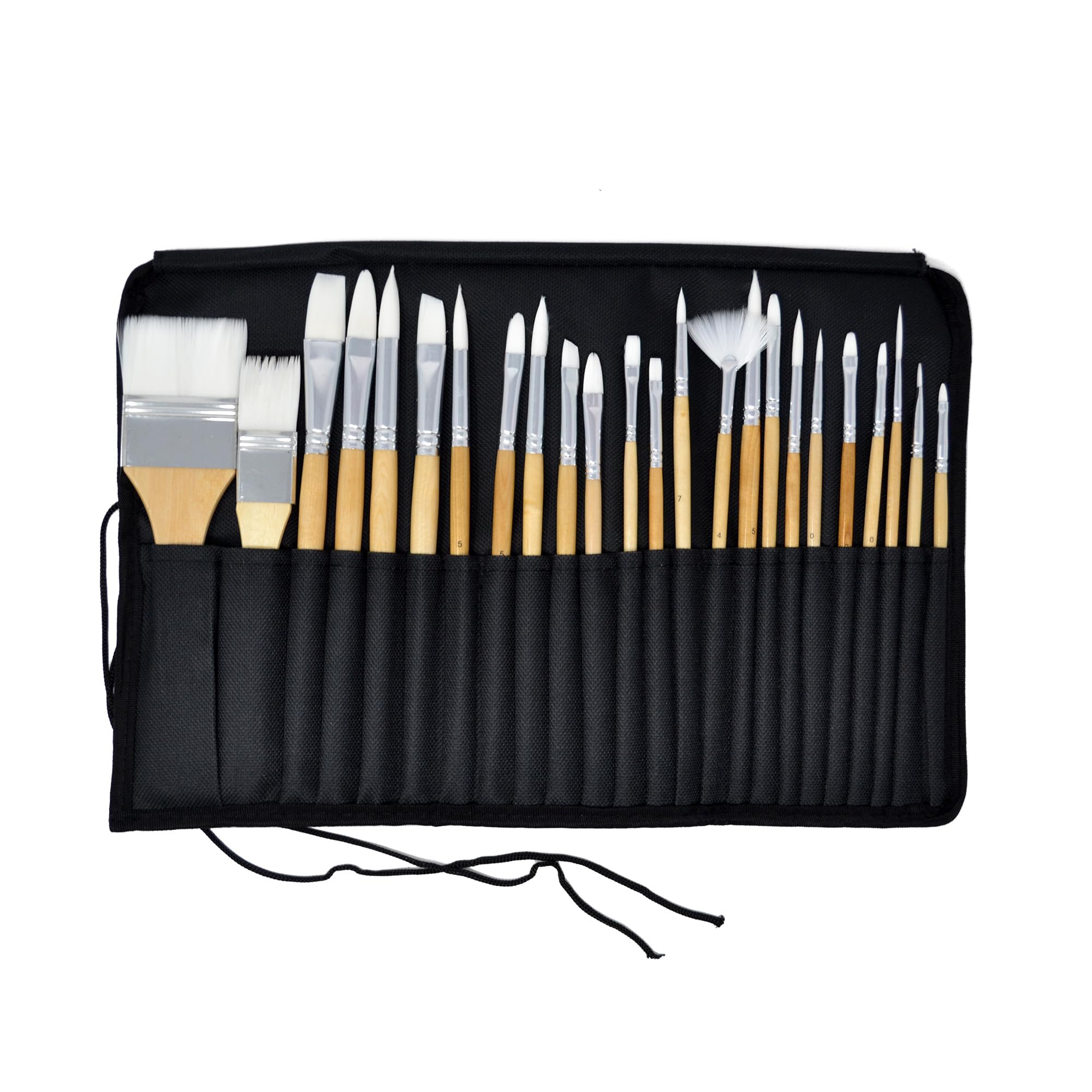 Pinceaux en nylon blanc Studio 22 haute résilience sous pochette noire x24
