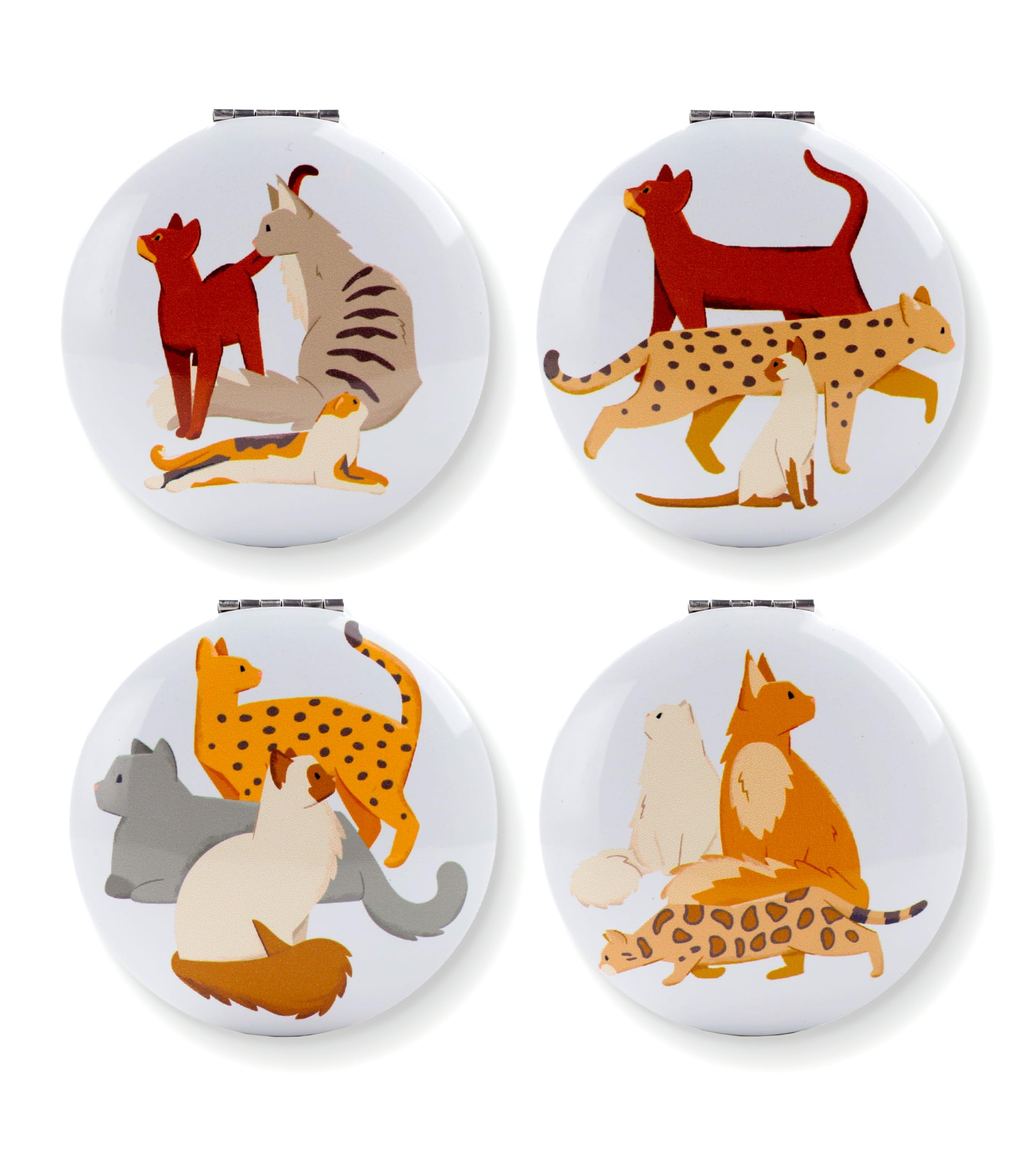 Puckator Women's Feline Fine Cats Compact Mirror - Small Tiny Holiday Handbag Essentials Makeup Gift Sets For Teen Girls Compact Pocket Mirror - Cosmetics Mirrors - Stocking Fillers