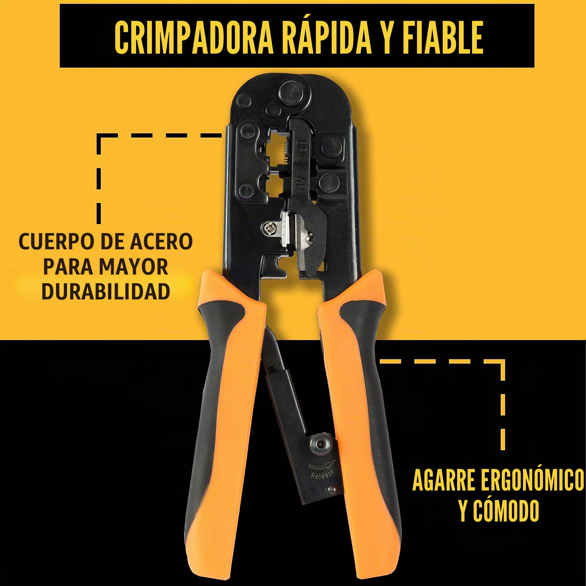 InstallerParts Kit de herramientas de reparación de red 15 en 1 - Juego de herramientas electrónicas | Herramienta de crimpado, probador de cables LAN/Ethernet/Cat5/Cat6, pelacables de calibre,
