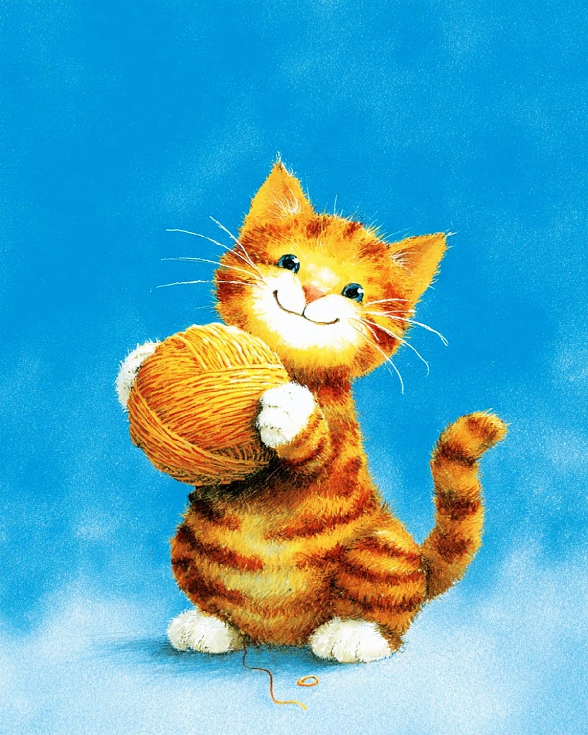 Liubaishi Multicolour Paint By Numbers For Adults, Kitten Holding A Ball Of Yarn, 16X20 Inch Canvas With Acrylic Paints And Brushes