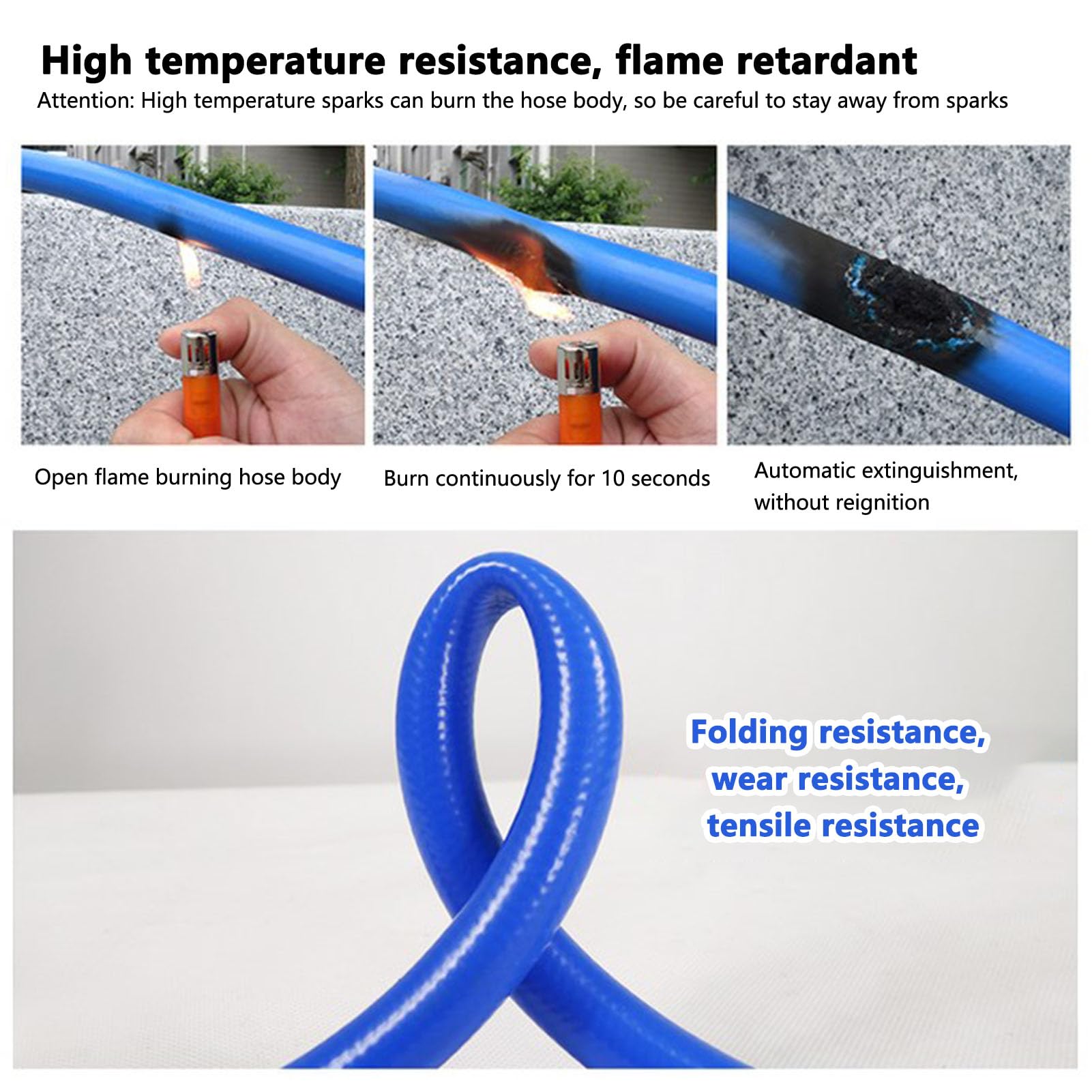 Jeffergarden Manguera de Aire de 15 M, Tubo de Alta Presión, PVC Comprimido, Resistente y Flexible, con Conector NPT de 1/4 pulg., Manguera de Aire Multifuncional para Talleres de Reparación