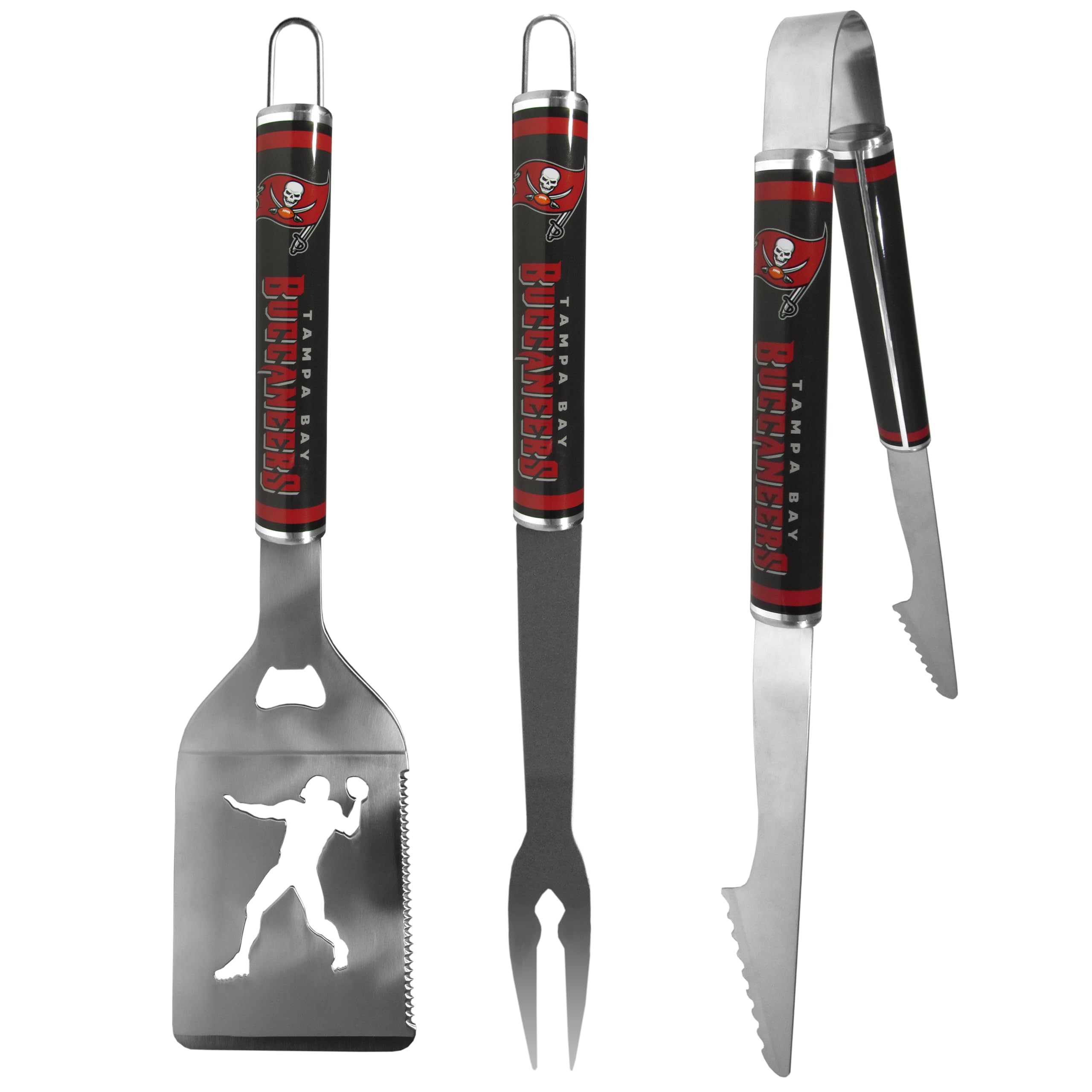 Siskiyou Sports NFL Tampa Bay Buccaneers 3 pc Steel BBQ Tool Set, One Size, Team Colors